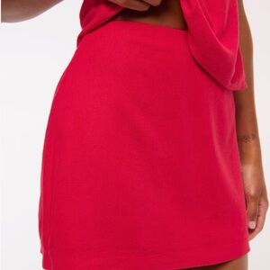 Abercrombie & Fitch Linen Bright Red Mini Skort